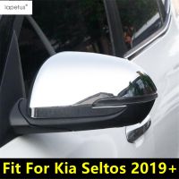 กระจกมองหลังหมวกเชลล์ปกป้องตกแต่งปกตัดสำหรับ Kia Seltos 2019-2022 ABS โครเมี่ยมคาร์บอนไฟเบอร์อุปกรณ์ภายนอก