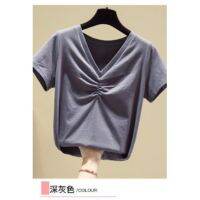 SK9300 -S to 5XL MSIA Ready Stock Women Plain T-Shirt Women Top Female Top 实拍纯棉纯色V领宽松短袖T恤