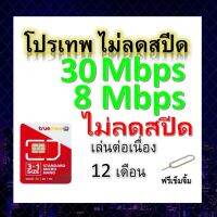 ซิมโปรเทพ 30-8 Mbps ไม่ลดสปีด เล่นไม่อั้น โทรฟรีทุกเครือข่ายได้ แถมฟรีเข็มจิ้มซิม