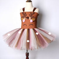 Christmas Deer Costume for Baby Girls Tutu Dress Reindeer Kids Animal Birthday Outfit Children Halloween Costumes Girl Clothes