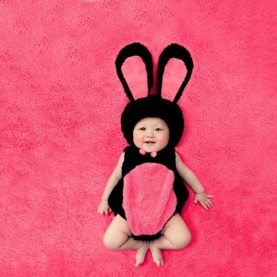 △ jiozpdn055186 Acessório para fotografia de bebês roupas crianças pequenas conjunto macacão infantil coelho fotos aniversário cosplay
