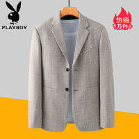 Playboy เสื้อแจ็กเก็ตสูทผู้ชายวัยกลางคน,เสื้อผ้าใส่สบายสไตล์เกาหลีตะวันตกแบบไม่รีดแฟชั่นปี OUV845