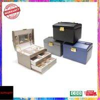 [jewelry storage box] กล่องจัดเก็บเครื่องประดับ พร้อมล็อก ด้านในทำด้วยผ้ากำมะหยี่สีครีม มีกระจกด้านบน สามารถใช้จัดเก็บเครื่องประดับให้เป็นระเบียบ สามารถใส่เครื่องประดับได้ครบชุด ได้แก่ แหวน นาฬิกา ต่างหู สร้อยคอ เป็นต้น