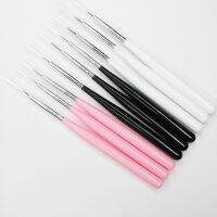 Private label white black pink color plastic handle thin liner nail art brush set Artist Brushes Tools