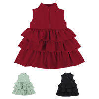 Little Girls Ruched Dress Children Casual Clothing Sleeveless Cotton layered Dresses Kids Spring Solid A-line Clothes for 1-6T