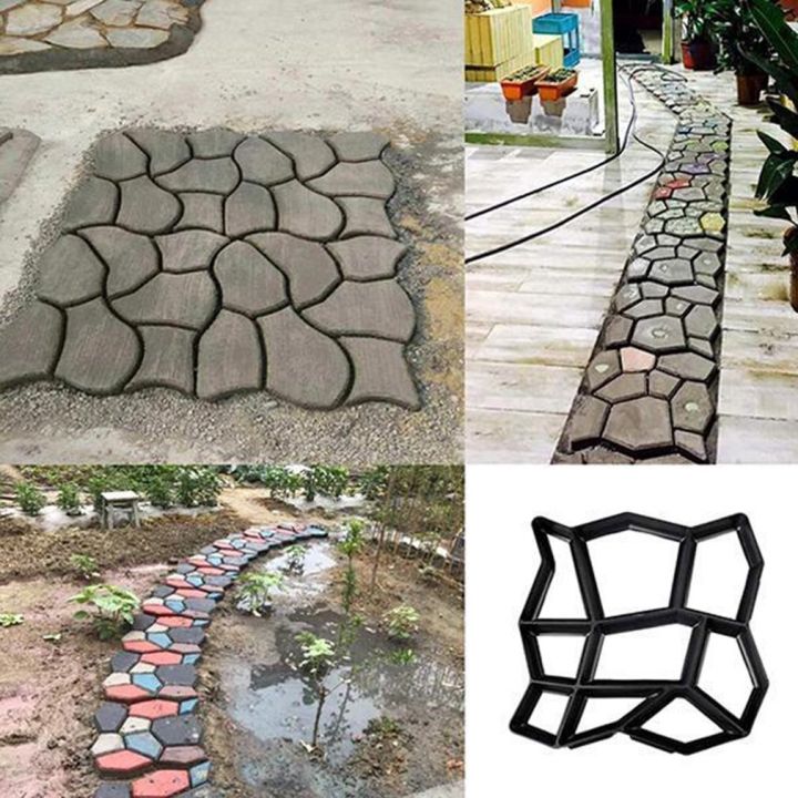 แม่พิมพ์อิฐคอนกรีตซีเมนต์ใช้ปูพื้นในสวน-เครื่องมือทำทางเดินพลาสติกแบบทำมือแม่พิมพ์ก้อนหินใช้ซ้ำได้ทำเครื่องตกแต่งถนนในสวน