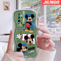 JIUMOO เคสสำหรับ Xiaomi POCO M3 Pro 4G M3 Pro 5G Redmi Note 10 5G Note 10T Note 10 Pro Max เคสเนื้อครีมลายมิกกี้นิ่มกันกระแทกเคสโทรศัพท์โปร่งใส TPU เจลซิลิกาแบบใสป้องกันการตกหล่นเลนส์กล้องถ่ายรูปฝาครอบป้องกัน