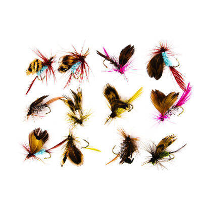 12pcs Artificial Fishing Lures Fly Fishing Lures Bait Fishing Lures Artificial Fishing Bait Feather Single Hooks