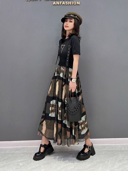 xitao-skirt-fashion-casual-vintage-plaid-print-straps-skirt