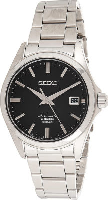 Seiko Mens Japanese Mechanical Automatic Watch Black, Silver