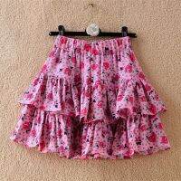 【CC】 Pink Floral Short Skirt Womens High-Waisted Printed Skirts Print