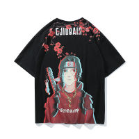 Japanese Cartoon Anime T-shirt Itachi Print Tee Streetwear Harajuku T Shirts Cotton Black Casual Women Couple Shirts CS690