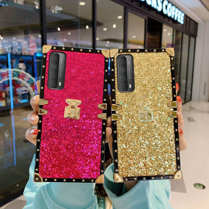 jiefieสำหรับhuawei-p30-p30-pro-p30-lite-p40-p40-pro-p50-p50-pro-mate-30-mate-30-pro-mate-40-mate-40-pro-luxury-glitterเคสโทรศัพท์แฟชั่นหนังสแควร์นุ่มtpuเคสครอบปกป้อง