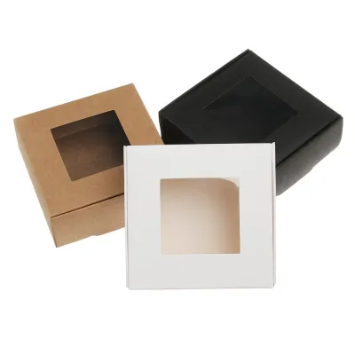 10pc Clear PVC Window Soap Boxes Kraft Paper Box Jewelry Gift Packaging Box Wedding Favors Candy Wrapping Valentine 39;s Day Gifts