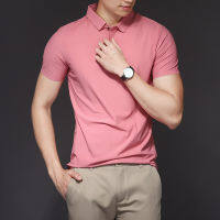 ฤดูร้อนผ้าไหมน้ำแข็งไร้รอยต่อปกธุรกิจในเมือง POLO ผู้ชายสีล้วนเรียบง่าย T เสื้อคุณพ่อเสื้อแอร์ LOGO~