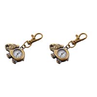 2X Bronze Tone Elephant Pendant Lobster Hook Keyring Watch