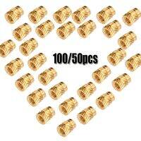 50/100pcs M3 M3*5.7-OD4.6 Brass Insert Nut Hot Melt Knurled Thread Heat Injection Molding Embedment Copper Nut for 3D Printing Nails Screws Fasteners