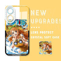 สำหรับ A78 OPPO 5G A58 5G ต้นฉบับกันกระแทกลายการ์ตูนลูฟี่เอซคริสตัล Zoro Nami นิ่ม Casing Ponsel คลุมทั้งหมดเคสมือถือใสสำหรับปกป้องกล้อง