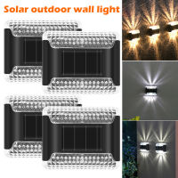 4แพ็ค Lampu Solar Dinding ขึ้นและลงรั้วไฟ LED กันน้ำไฟกันขโมยพลังงานแสงอาทิตย์ Lampu Solar Dinding กันน้ำ Lampu Solar Dinding ไร้สายพลังงานแสงอาทิตย์ไฟปลอดภัยมายากล