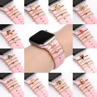 lipika 4 Pcs Silicone Strap Decoration Ring For Apple Watch Band Christmas Charms Smart Watch Christmas Present for iWatch 38/42/41mm