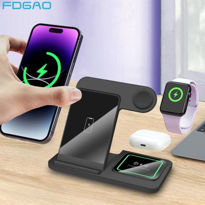 3 in 1 Wireless Charger Stand Pad Foldable for iPhone 14 13 12 11 XS X Apple Watch 8 AirPods Pro 30W Fast Charging Dock Station