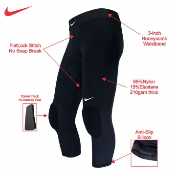 1 or 2 Pack Men's Compressin Pants with Knee Pads 3/4 Capri Tights