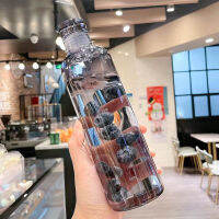 [Walker Lily] COD 500ml ขวดพลาสติกขนาดใหญ่ที่มีฝาครอบเวลาสำหรับเครื่องดื่มน้ำน้ำโปร่งใสนมง่ายๆถ้วยของขวัญวันเกิด