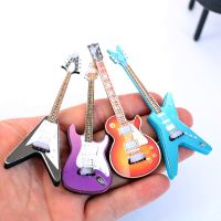 Dollhouse Guitar Wooden Musical Instrument Collection Decorative Model Gifts Mini Violin With Support Miniature