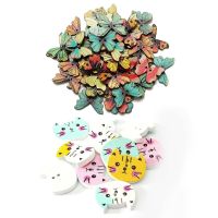 150Pcs 2 Holes Wooden Button Sewing Scrapbooking DIY Craft  50Pcs Mixed Butterfly &amp; 100Pcs Colorful Animal Cat Haberdashery