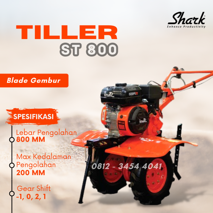 Mesin Bajak Tiller Cultivator Mini Shark Traktor Sawah ST800 | Lazada ...