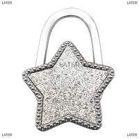 LATER 1pcs BAG Hook เงาพับสังกะสีโลหะผสม rhinestone Star ตารางขอบกระเป๋าถือแขวน