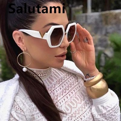 Vintage Polygon White Red Gradient Square Sunglasses For Women New Fashion Design Cat Eye Sun Glasses Female Elegant Eyewear