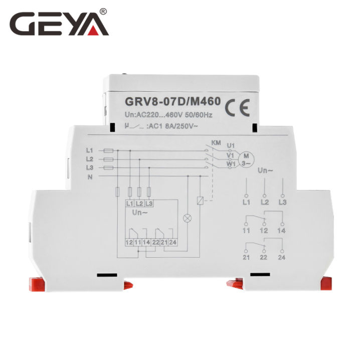 จัดส่งฟรี-geya-grv8-07รีเลย์ป้องกันไฟ3เฟสตรวจสอบแรงดันไฟฟ้าเฟสลำดับรีเลย์ควบคุม