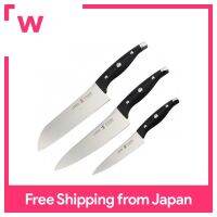 Henckels HI Style Elite Santoku / Western Kitchen Knife / Petty 3Pcs Set Black Made In Japan ชุดมีดทำครัวสแตนเลสของขวัญเครื่องล้างจานเข้ากันได้16817-003, Seki City จังหวัด Gifu