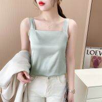 [COD] Sling vest female summer outer solid Korean version of the sling square collar retro inner top bottoming