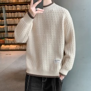 SUPEEON Men s round neck draped loose warm casual sweater Lazy style