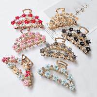 【YF】✘  1Pcs Metal Hair Clip Claws Flowers Rhinestones Semicircle Shaped Crab Clamp Large Size Hairpins