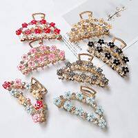 【YF】✑■﹍  1Pcs Metal Hair Clip Claws Flowers Rhinestones Semicircle Shaped Crab Clamp Large Size Hairpins