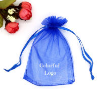 100pcs customized logo printing bags Drawstring Organza Bag small Pouches Jewelry Package Makeup Wedding Packaging Mesh Gift Bag