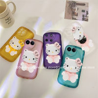 KT มือถือลายแมว เคส Phone Case Realme 11 Realme11 C51 NFC 4G 5G เคส การ์ตูนน่ารักใหม่สีลูกอมโปร่งใส3D Hello Kitty กระจกแต่งหน้าแฟชั่นที่สร้างสรรค์ปกหลังนุ่ม2023