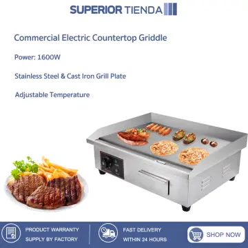 1600W Commercial Electric Griddle Flat Top Grill Hot Plate Fry Pan Stove  BBQ