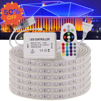 ไฟแถบไฟ LED บลูทูธ Seville กันน้ำ220V RGB SMD 5050เทปแอปรีโมทคอนโทรลโทรศัพท์60led /M กับปลั๊ก EU ไฟนางฟ้าที่มีความยืดหยุ #รีโมท  #รีโมททีวี   #รีโมทแอร์ #รีโมด