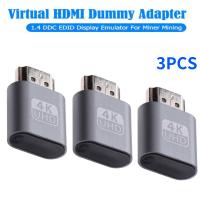 3/2PCS HDMI Virtual Display 3840*2160 Resolution HDMI Adapter Display Spare Parts For Usb Bitcoin Miner Graphics Card Radiating Adapters Adapters