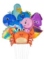 【CC】 9 Pcs  Foil Balloons Crab Hippocampus Whale Kids Birthday Childrens Day Decorations