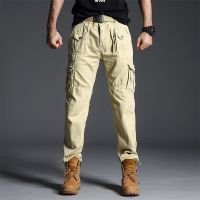 2023 Mens Cotton Loose Sports Casual Pants Fashion Multi-Pocket Simple Outdoor Zipper Hip Pop Streetwear Cargo Pants Jogger Men