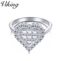 แหวนเงินสเตอร์ลิงประดับเพชรรูปหัวใจประดับ S925แหวนเพชรแฟชั่นไวกิ้งแหวนแต่งงานประดับเพทายรูปหัวใจจำลองความรักที่งดงาม