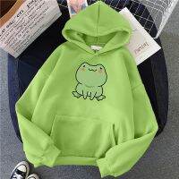 《Qinghe Yi Fang》กบเสื้อกันหนาวหมวกวินเทจฮาราจูกุผู้หญิง39; S Hoodies ฤดูหนาว Kawaii น่ารักสตรีทแคชชวลความงาม O Versize ด้านบนผู้หญิงเสื้อหลวม