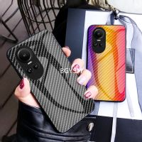 คลังสินค้าพร้อม OPPO เคสโทรศัพท์ Reno10 Pro Reno 10 Reno10 Pro + 5G Hardcase ลวดลายคาร์บอนไฟเบอร์เคสโทรศัพท์มือถือกระจกสำหรับ OPPORENO10PRO + ฝาหลัง