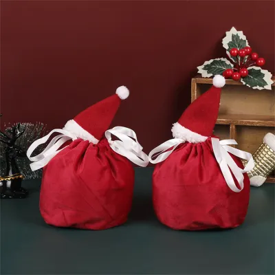 Gift Wrapping Accessories For Christmas Drawstring Pouches For Holiday Gifts Draw String Candy Bags Apple Bag For Christmas Santa Claus Gift Packing Bag