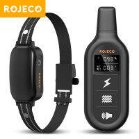 ROJECO ปลอกคอฝึกสุนัขไฟฟ้า 3300 ฟุต รีโมทคอนโทรล IPX7 เครื่องสั่นกันน้ําไฟฟ้าสัตว์เลี้ยงลูกสุนัขสุนัขเปลือกคอหยุดช็อต